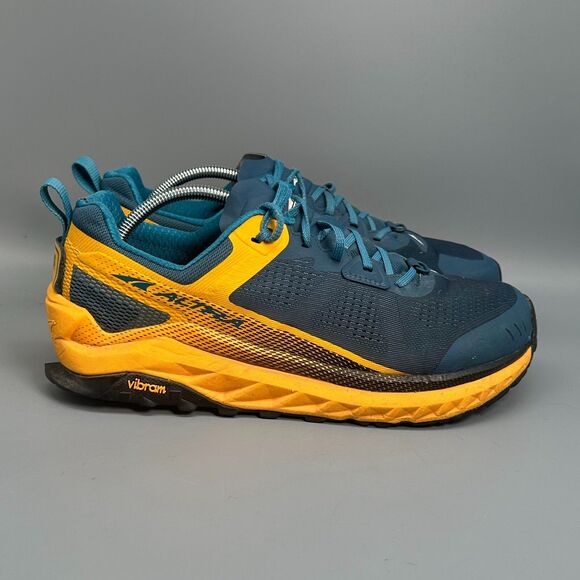Altra Other - Altra Olympus 4 Men's 10.5 Blue Yellow Lace-Up Low Top Running Athletic Sneakers